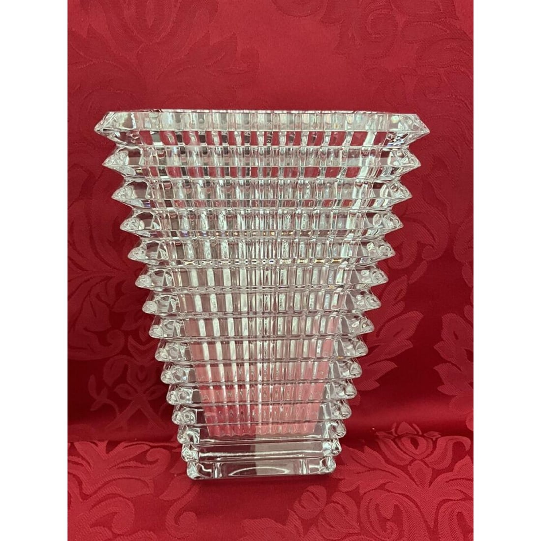 **BACCARAT France Glass **Eye Crystal Rectangular Flower Vase** (1 of 2)