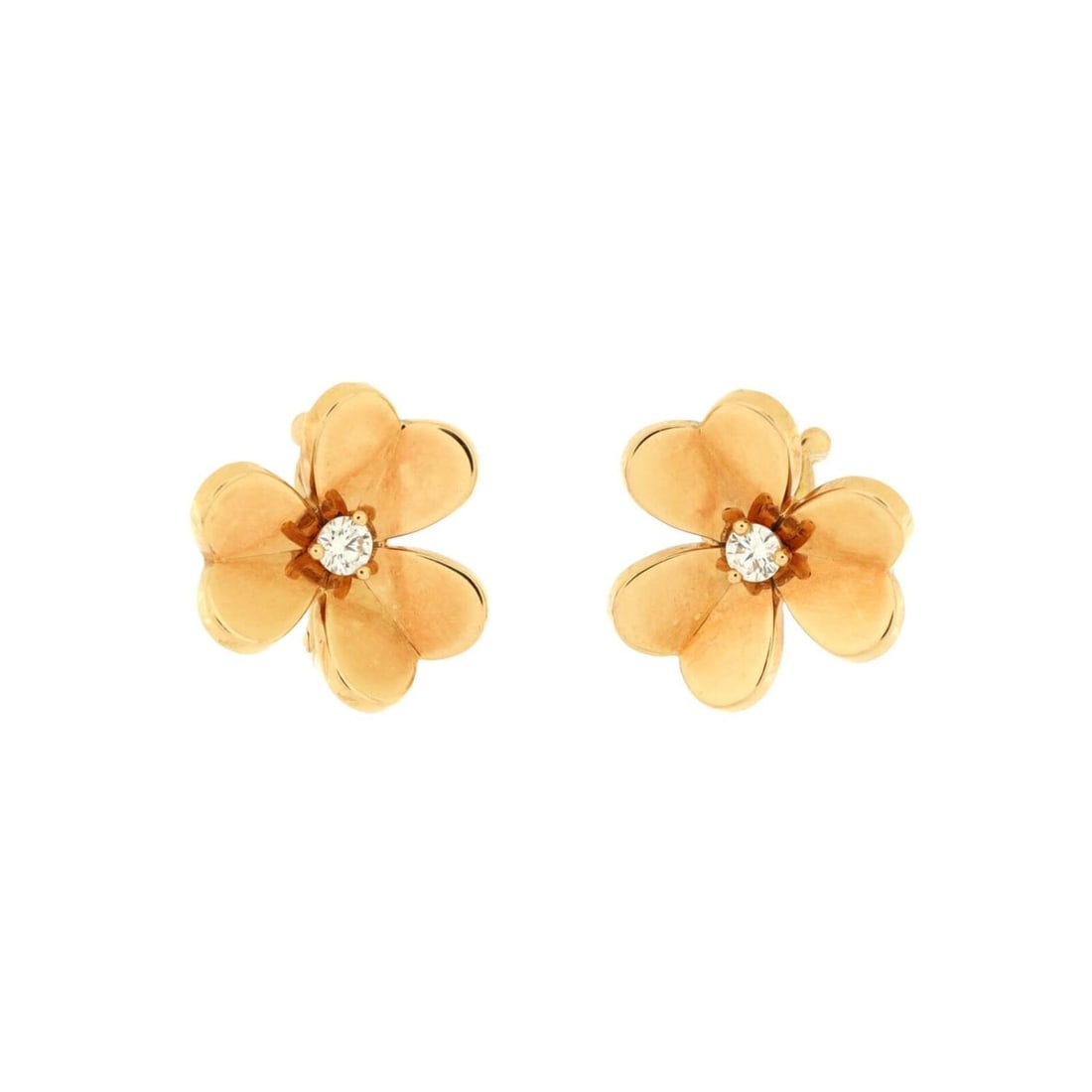 Van Cleef & Arpels Frivole Stud Earrings 18K Yellow Gold with Diamonds Small (1 of 2)