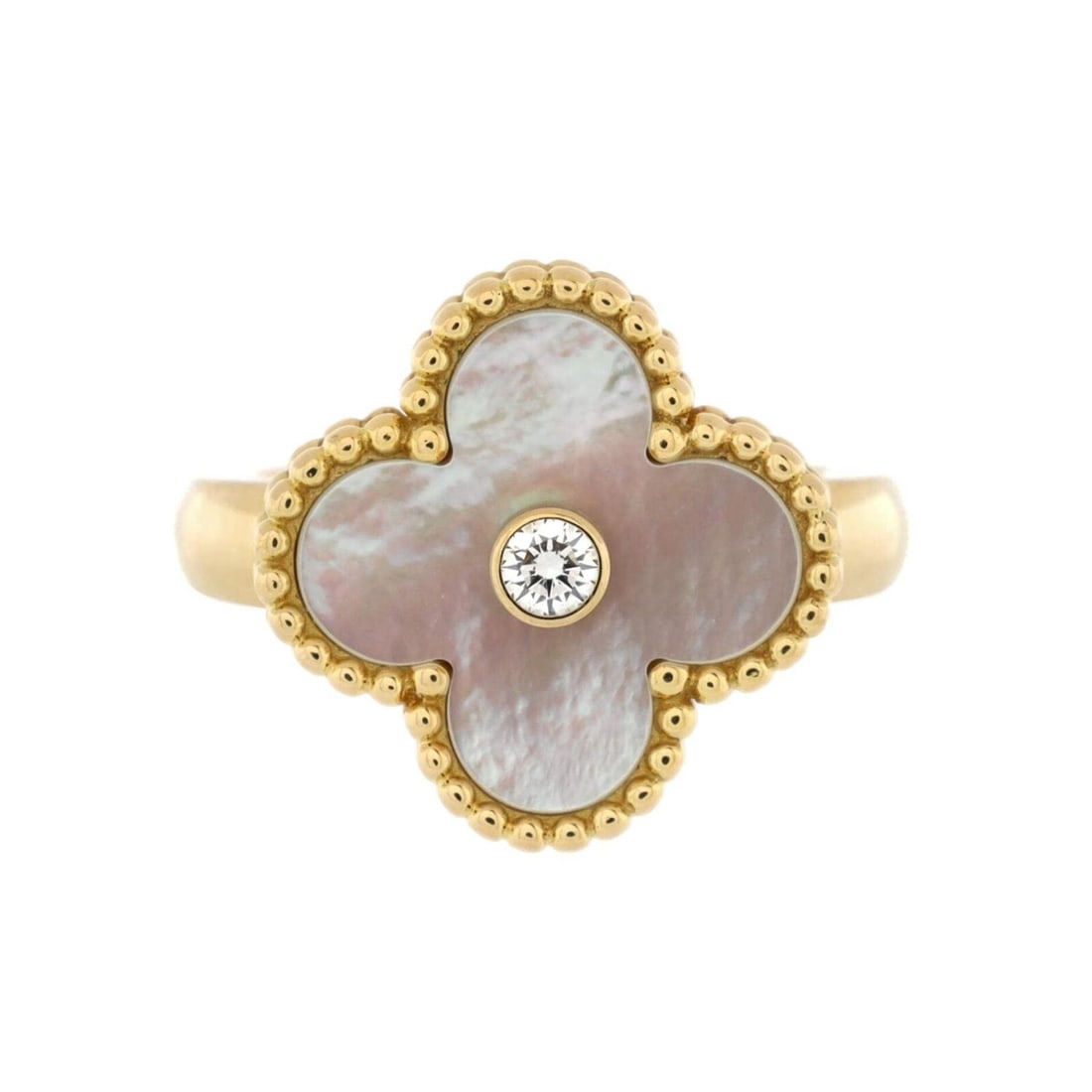 Vintage Van Cleef & Arpels 18K Yellow Gold with Mother of Pearl and Diamond Ring (1 of 3)