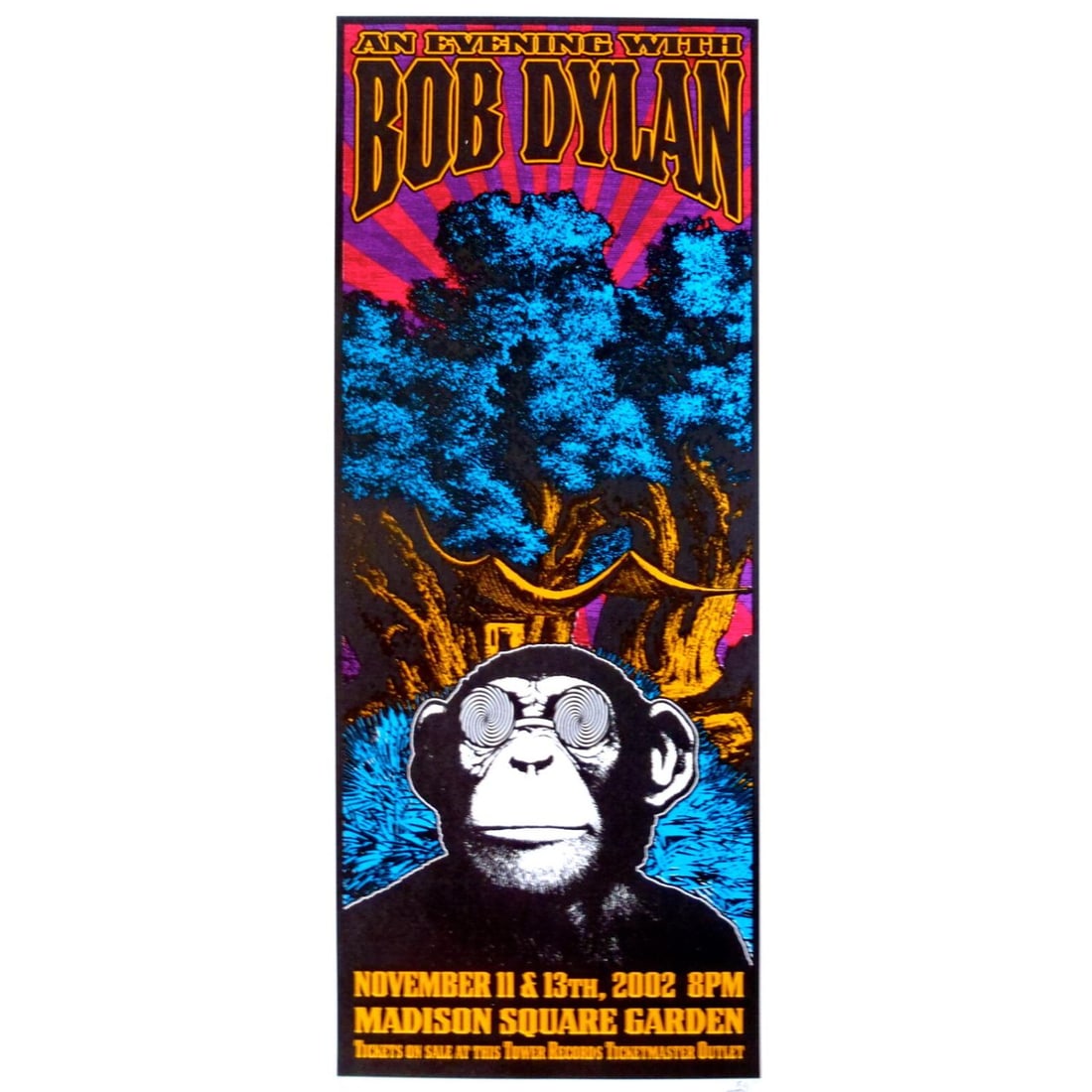Bob Dylan Concert Poster 2002 Scott Benge NYC: Bob Dylan Concert Poster 2002 Scott Benge NYC. Measures Approximately 9? x 21? Limited Edition of 200 Screen Prints