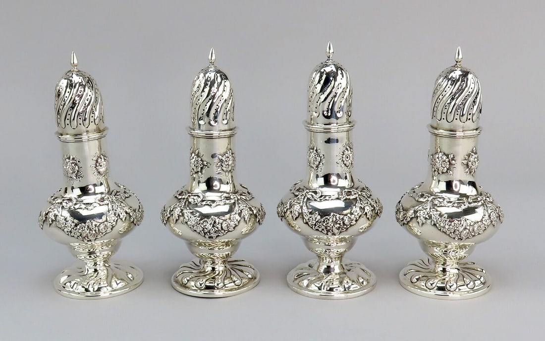 Set Of 4~  Tiffany Co Sterling Silver Salt Pepper Shakers (1 of 10)