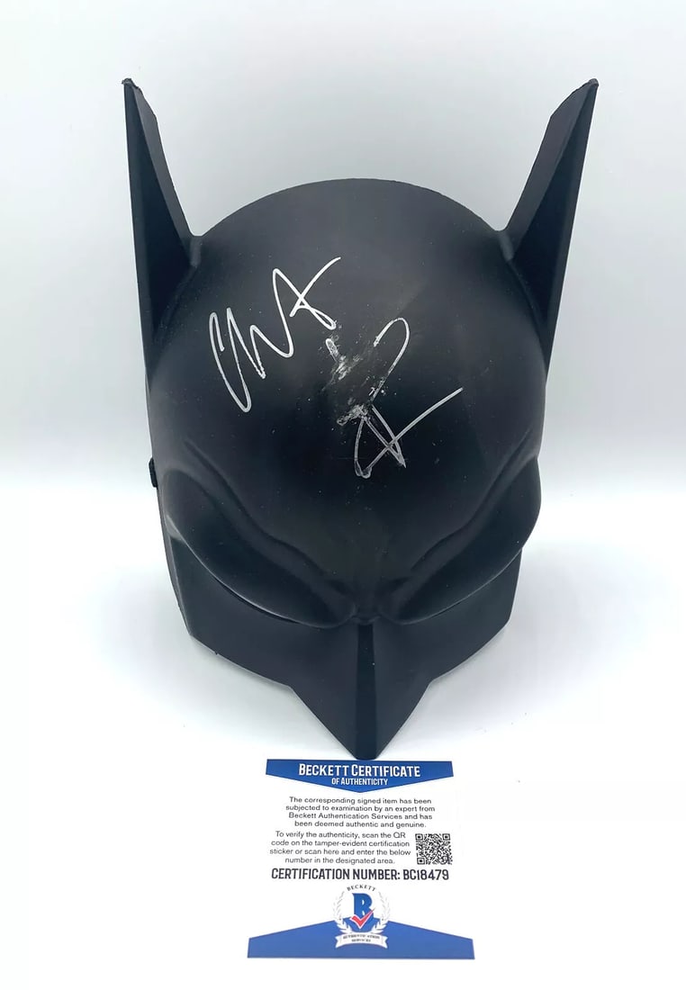 CHRISTIAN BALE AUTOGRAPH SIGNED BATMAN THE DARK KNIGHT COWL MASK BECKETT BAS 14 (1 of 1)