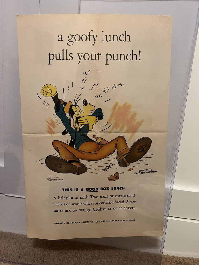 WWII Poster Walt Disney Goofy RARE! (1 of 1)