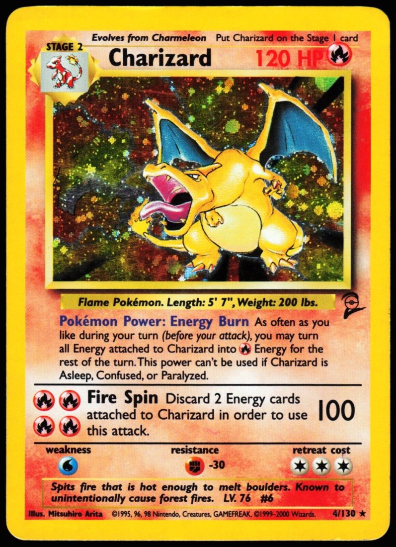 Pokémon TCG - Charizard 4/130 - Base Set 2 - Holo Rare: Pokémon TCG - Charizard 4/130 - Base Set 2 - Holo Rare