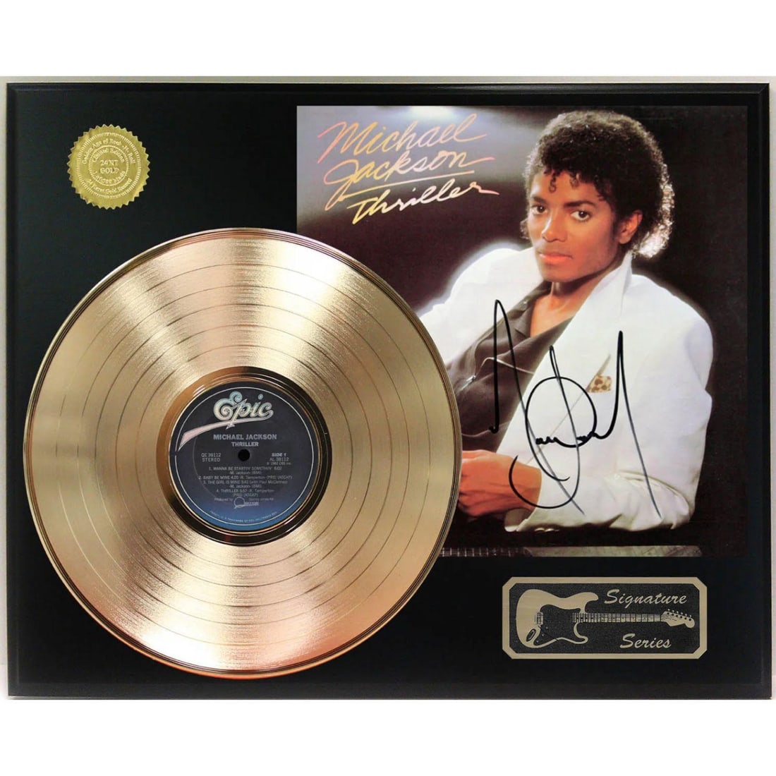 Michael Jackson Thriller Reproduction Signature Framed 45 Gold Record Display (1 of 1)