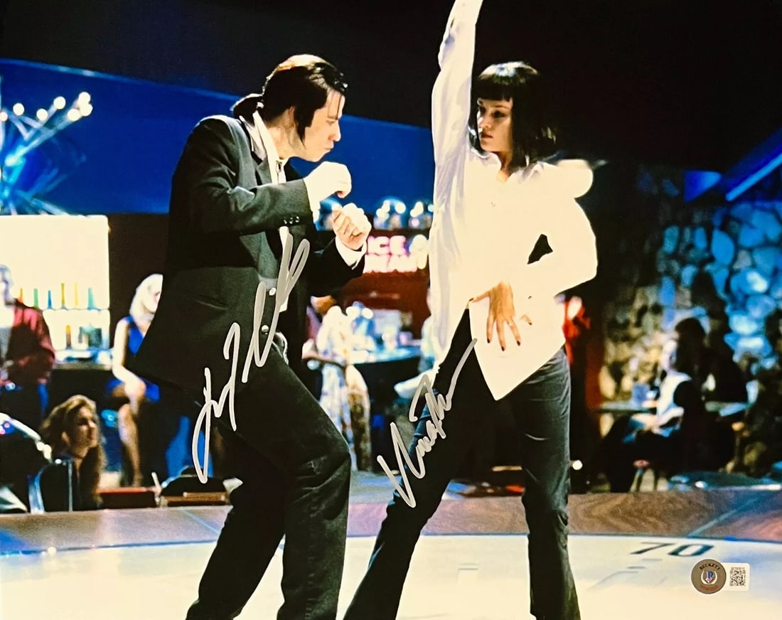 John Travolta And Uma Thurman Signed 11x14 Pulp Fiction Photo Beckett Witnessed (1 of 4)