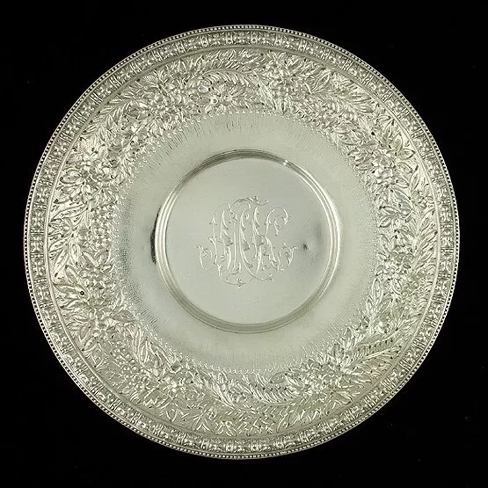 Antique c1880 Tiffany & Co Repousse Sterling Silver Footed Dish/Bowl 7.25": Brand: Tiffany & Co.,Age: 1873-1891,Composition: Sterling Silver,Maker: Tiffany & Co.,Year Made: c1880