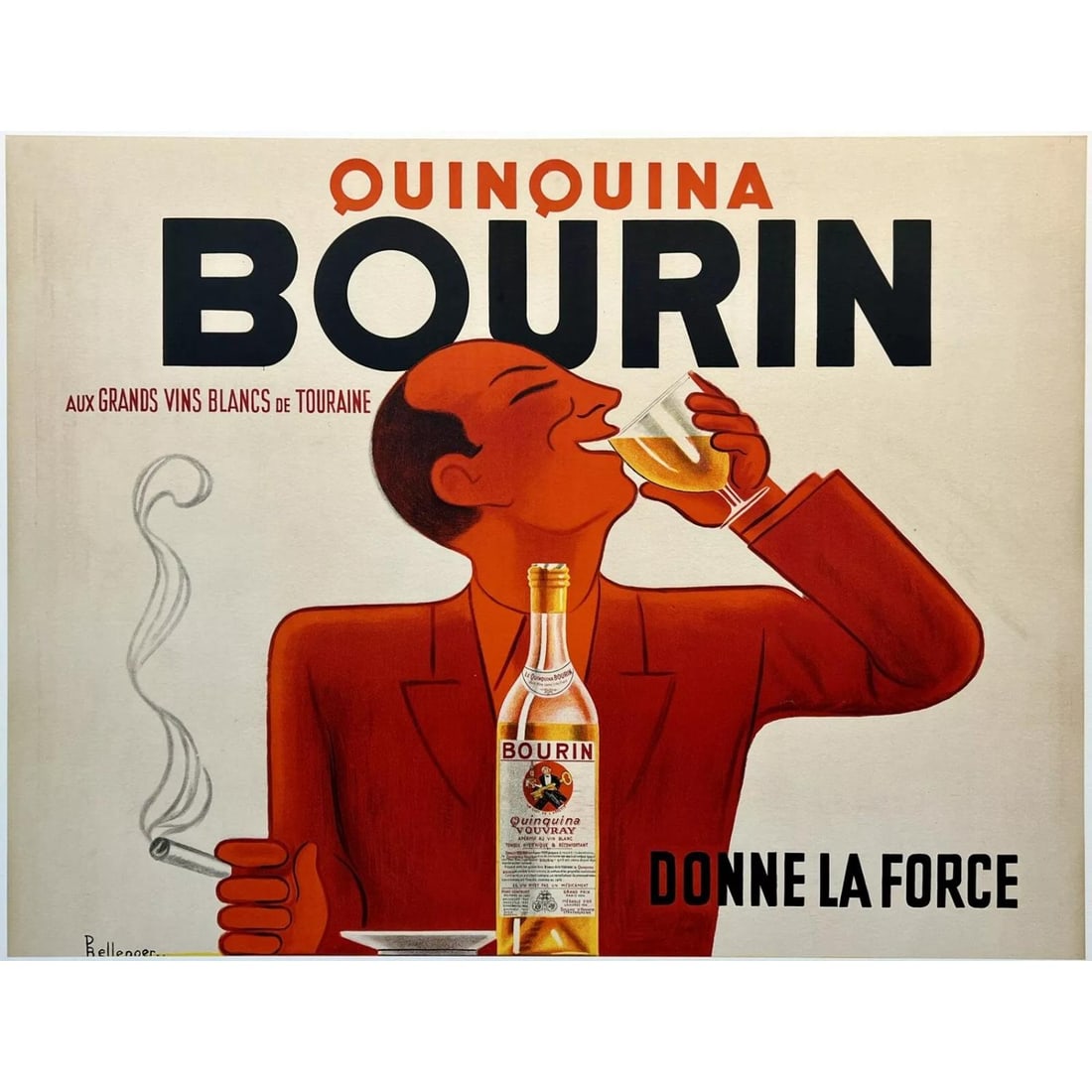 Affiche Publicitaire Originale 1936 - Quinquina Bourin Par Les Frères Bellenger - 125x200 Cm