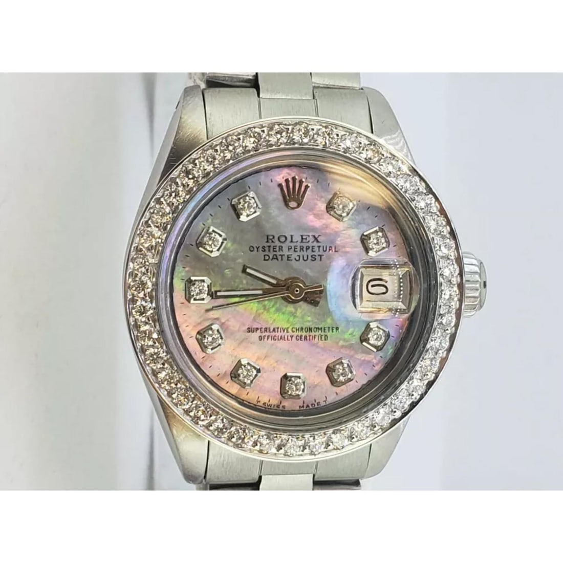 *Rolex* Ladies Date Datejust *Oyster* Stainless Steel Diamond Dial Bezel Watch (1 of 3)