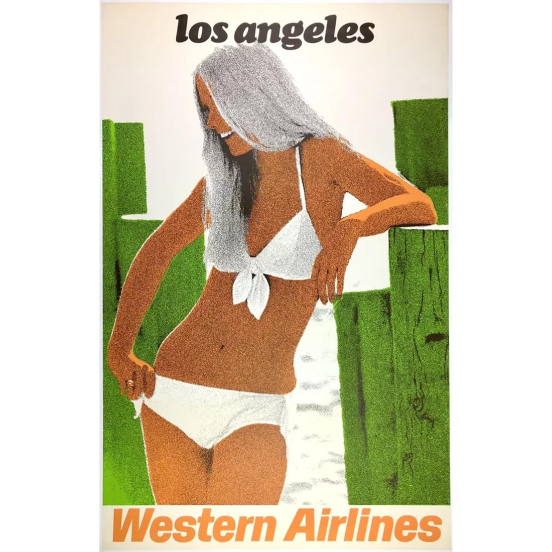 Original 1965 Vintage Poster LOS ANGELES WESTERN AIRLINES Airline Travel Tourism (1 of 1)