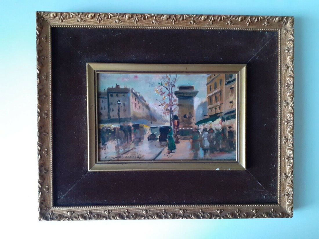 Edouard Cortes, antique 19th century oil painting, impressionist, framed: Fine oil painting on wood, signed, depicting a view of Paris, with the signature of the French painter Edouard Cortes (1882-1969).Size: 31x25 cmsStyle: Impressionism