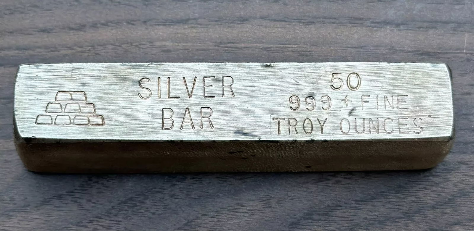Rare Vintage 50 Oz Investment Rarities Old Poured Silver Bar Ingot Provo Utah (1 of 2)