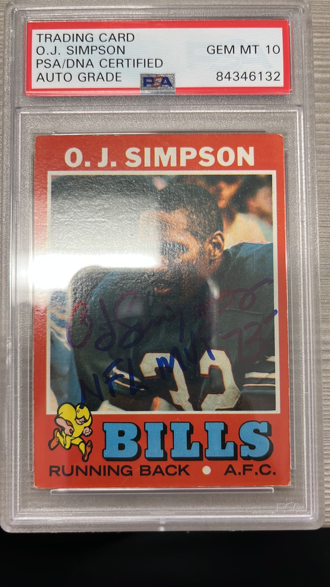 OJ Simpson Signed #260 Inscribed "NFL MVP 73" PSA 10 AUTO (1 of 1)