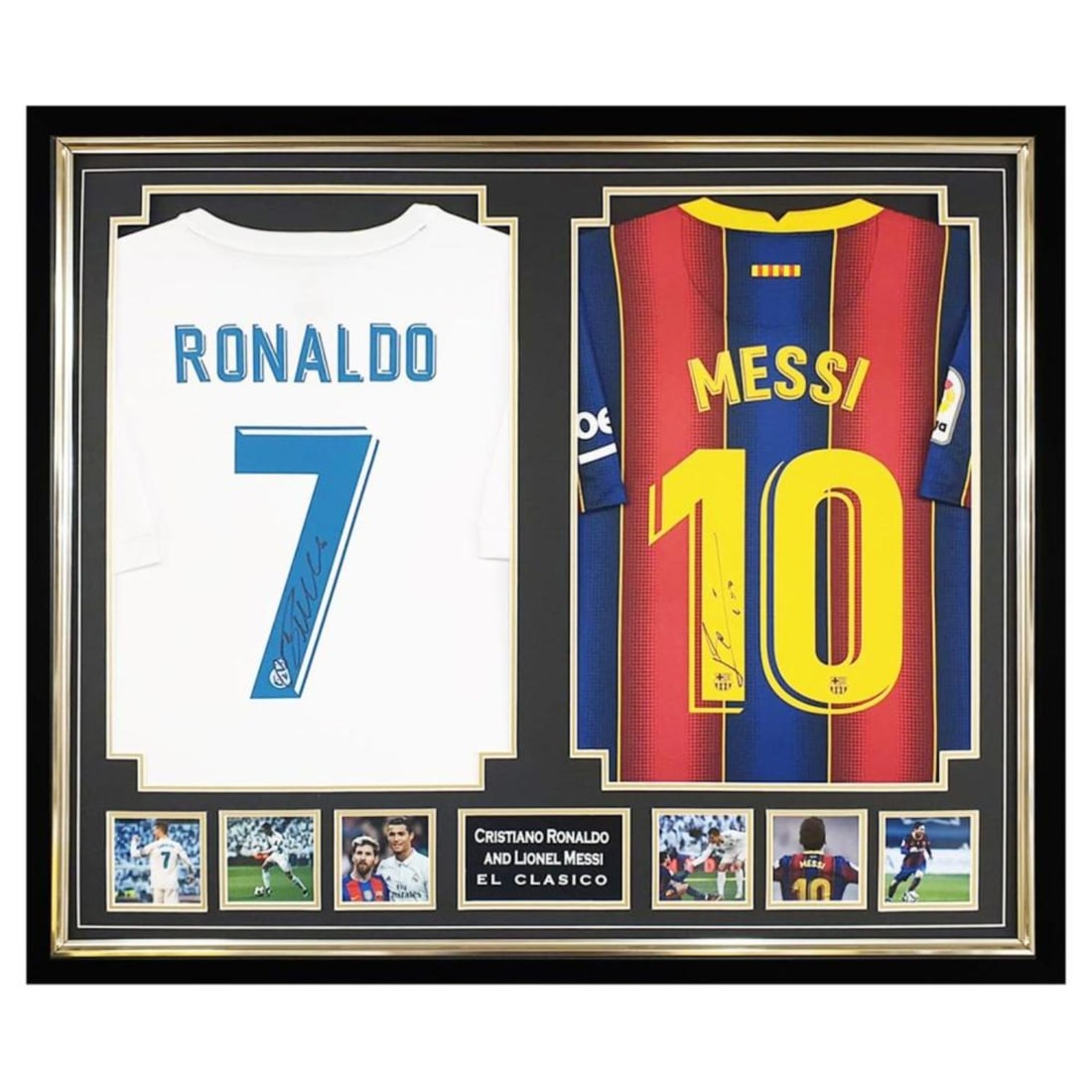 Lionel Messi & Cristiano Ronaldo Dual Signed & Framed Jersey Display (Beckett COA) (1 of 1)