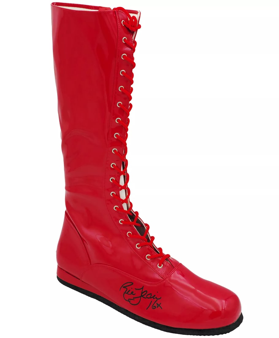 RIC FLAIR AUTOGRAPHED SIGNED RED RIGHT FOOTED BOOT WWE "16X" JSA STOCK #228115: Sport: Wrestling,Signed: Yes,Autograph Authentication: James Spence Authentication (JSA),Original/Reprint: Original,Product: Other