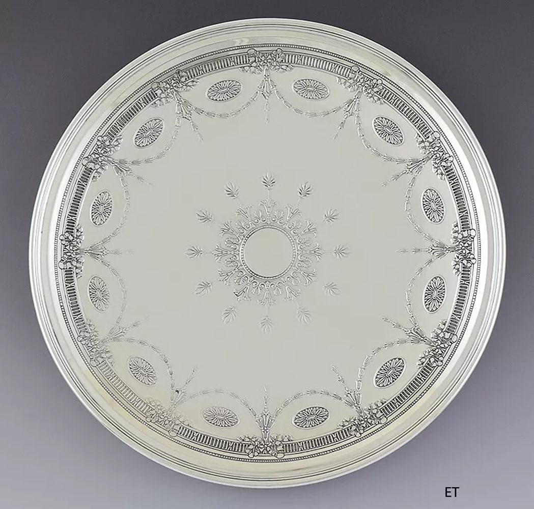 Antique 1907-1947 Tiffany & Co Sterling Silver Low Footed Tray 10.75" (1 of 6)