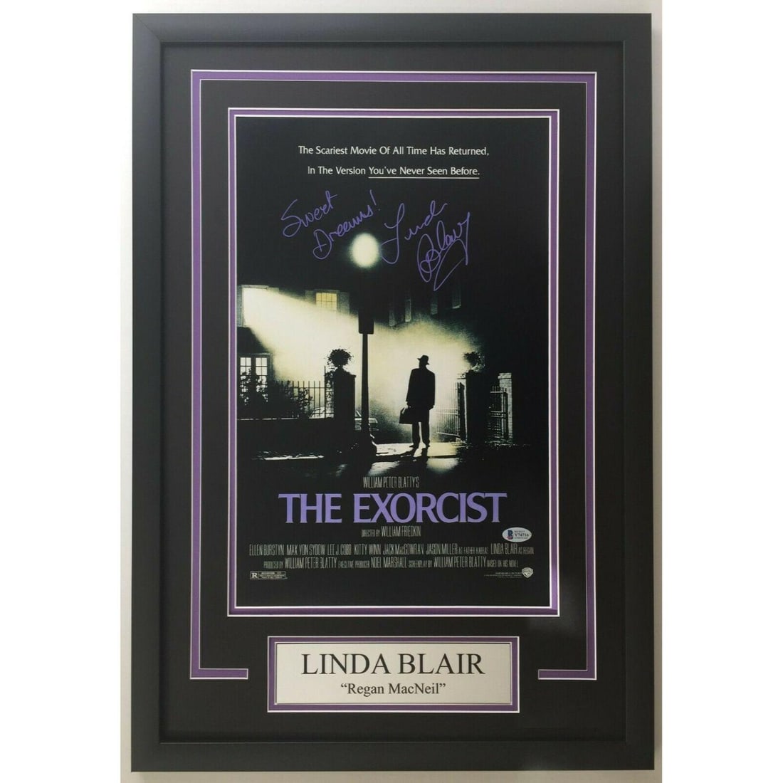 Linda Blair Autograph Signed THE EXORCIST 11x17 Movie Poster Framed - BAS COA: Linda Blair Autograph Signed THE EXORCIST 11x17 Movie Poster Framed - BAS COA
