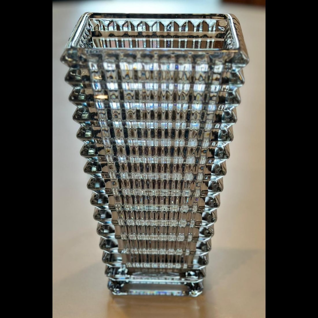 In The Style Of Baccarat ~ Clear Art Glass Eye Vase~H9 W5 (1 of 2)