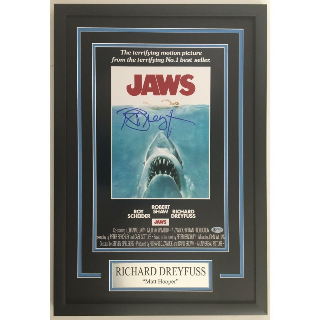 Richard Dreyfuss Signed JAWS 12x18 Movie Poster Framed Display BAS COA (1 of 1)