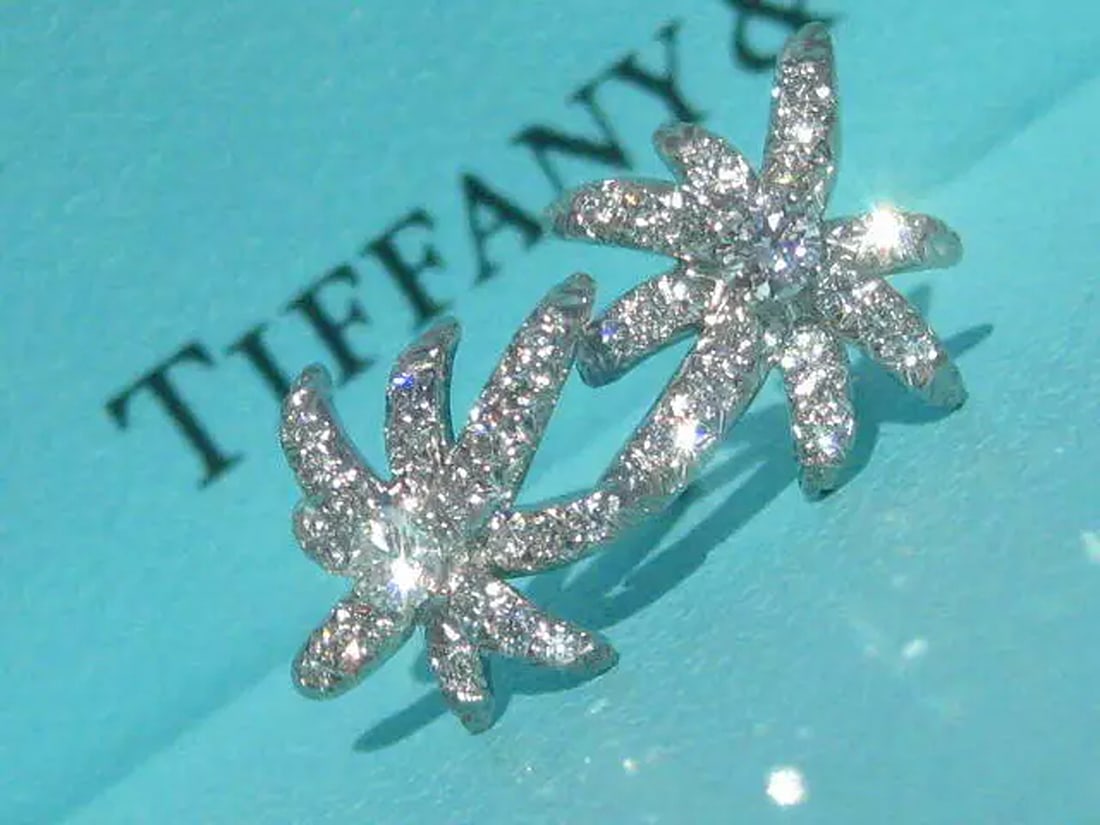TIFFANY & CO. FIREWORKS .36 DIAMOND EARRINGS PLATINUM FIREWORK RARE (1 of 8)