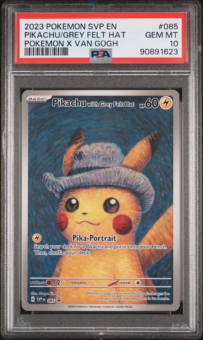 PSA 10 GEM MINT Pokemon X Van Gogh Museum Pikachu With Grey Felt Hat 085 Promo (1 of 1)