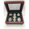 7 Pcs Tom Brady Super Bowl Championship Ring Set with Wooden Display Box