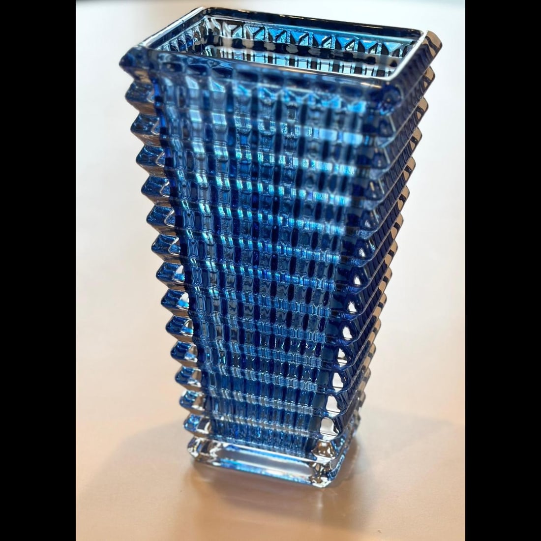 In The Style Of Baccarat ~ Blue  Art Glass Eye Vase~H9 W5 (1 of 3)