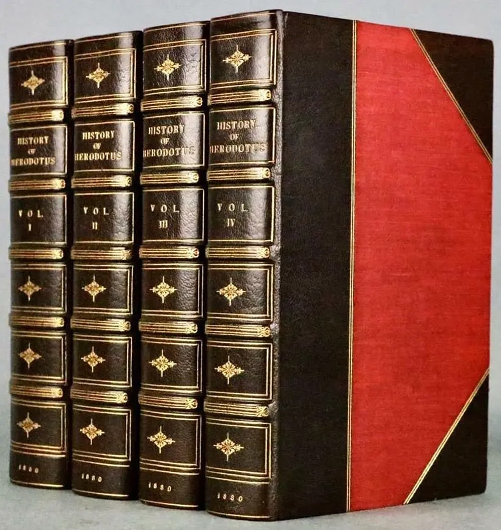 1880 History of Herodotus Leather Bound by Riviere Illustrated Fold Out Plates: Publisher: John Murray,Region: Europe,Subject: History,Place of Publication: London,Topic: Greece,Country/Region of Manufacture: United Kingdom,Author: George Rawlinson,Year Printed: 1880,Language: En