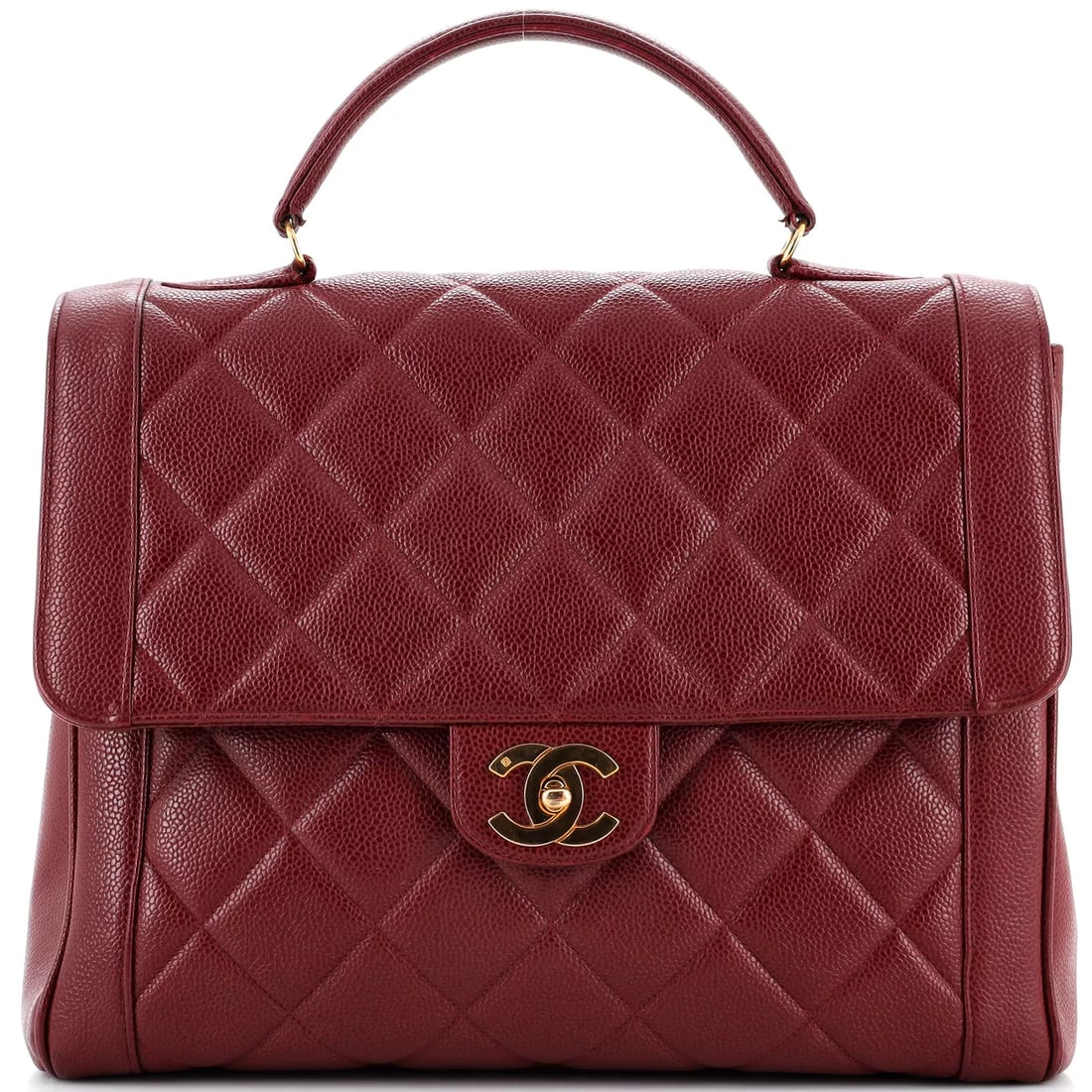 Chanel Vintage Two-Tone Kelly Top Handle Bag Quilted Caviar Jumbo: Condition: Pre-owned,Brand: Chanel,Exterior Material: Leather,Style: Top Handle,Exterior Color: Red,Department: Women,Size: Jumbo