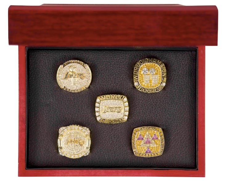 5 Pcs Kobe Bryant Los Angeles Lakers Championship Ring set With Box (1 of 1)