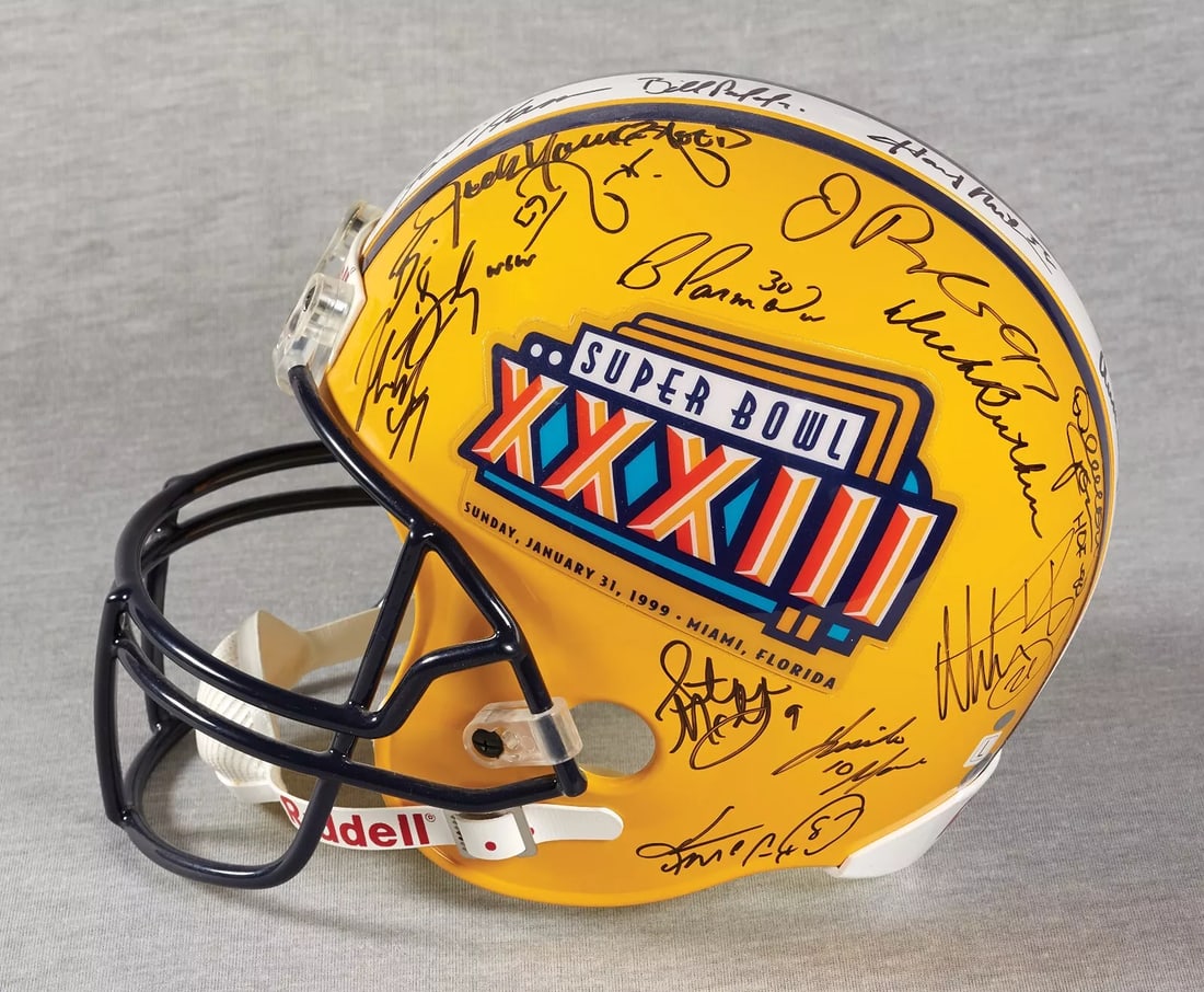 1997 Super Bowl NFL Legends Multi Signed Helmet Peyton Manning Steve McNair BAS (1 of 7)