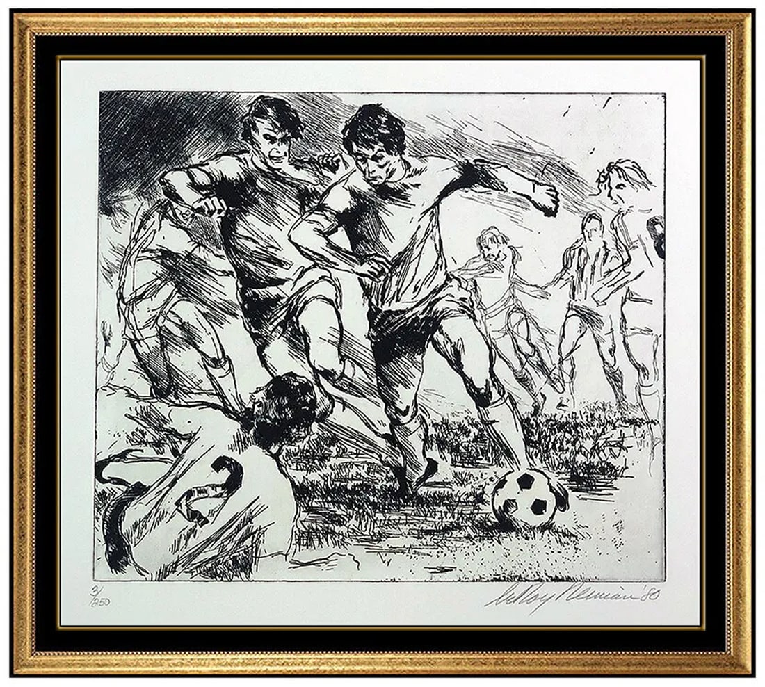 LeRoy Neiman Rare Original Etching Hand Signed Soccer Sports Artwork Eaux Fortes: Artist: LeRoy Neiman,Signed: Yes,Date of Creation: 1970-1989,Material: Etching,Certificate of Authenticity (COA): Yes,Original/Licensed Reprint: Original,Subject: Soccer,Listed By: Dealer or Reseller,