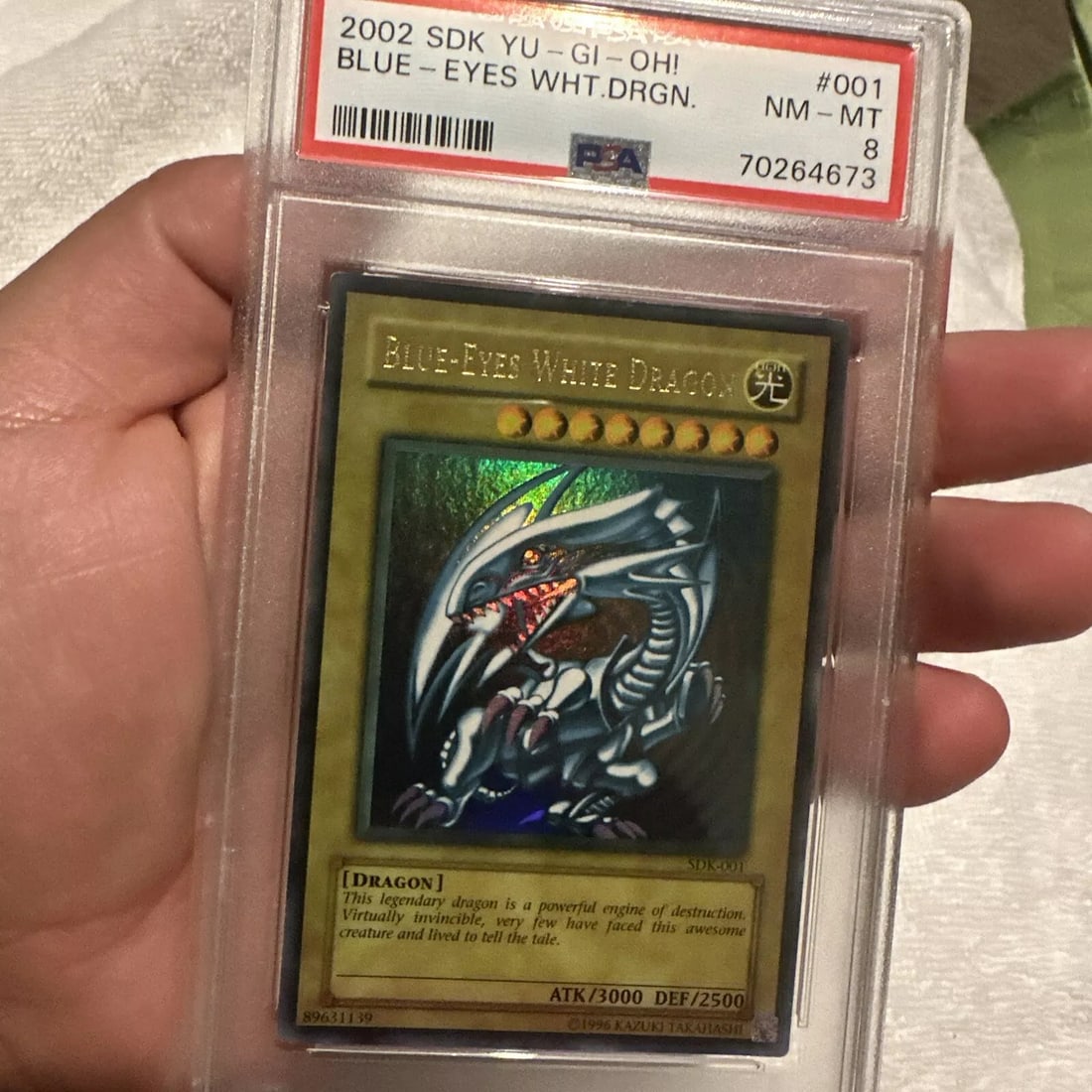 PSA 8 :2002 SDK Misprint FADED ERROR NM+ YuGiOh Blue Eyes White Dragon (1 of 9)