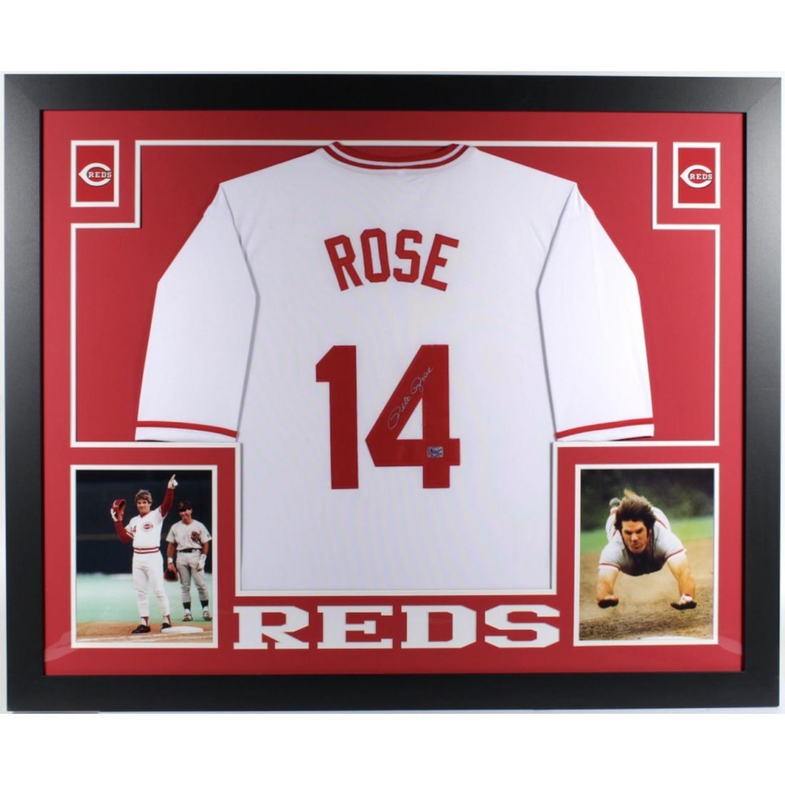 Pete Rose Signed 35x43 Custom Framed Jersey Display (Fiterman Hologram) (1 of 1)