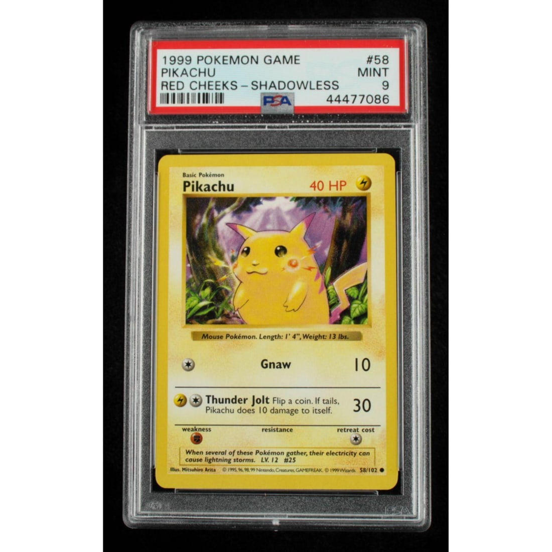 Pikachu 1999 Pokemon Base Shadowless #58 - Red Cheeks (PSA 9) (1 of 2)