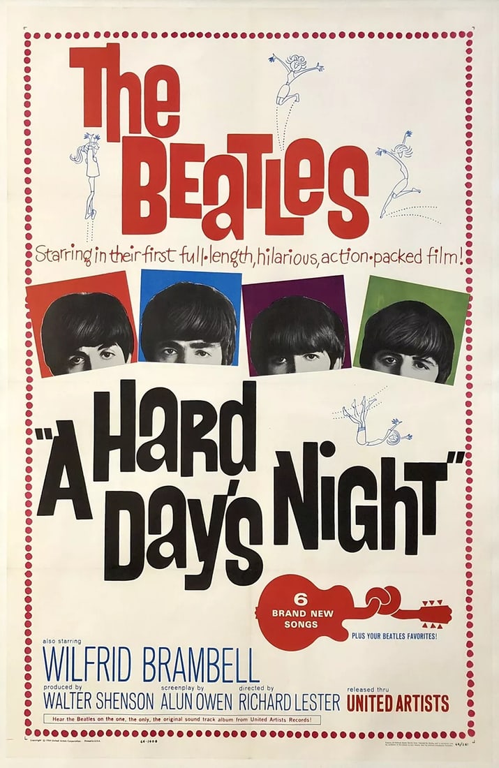 Original Movie Poster THE BEATLES - A HARD DAY'S NIGHT 1 Sheet Rock N Roll LINEN: Condition: Used,Size: 26.8 x 41.5 in.,Modified Item: No,Country/Region of Manufacture: United States,Movie: A Hard Day's Night,Original/Reproduction: Original,Year: 1960-69,Object Type: Poster,Industr