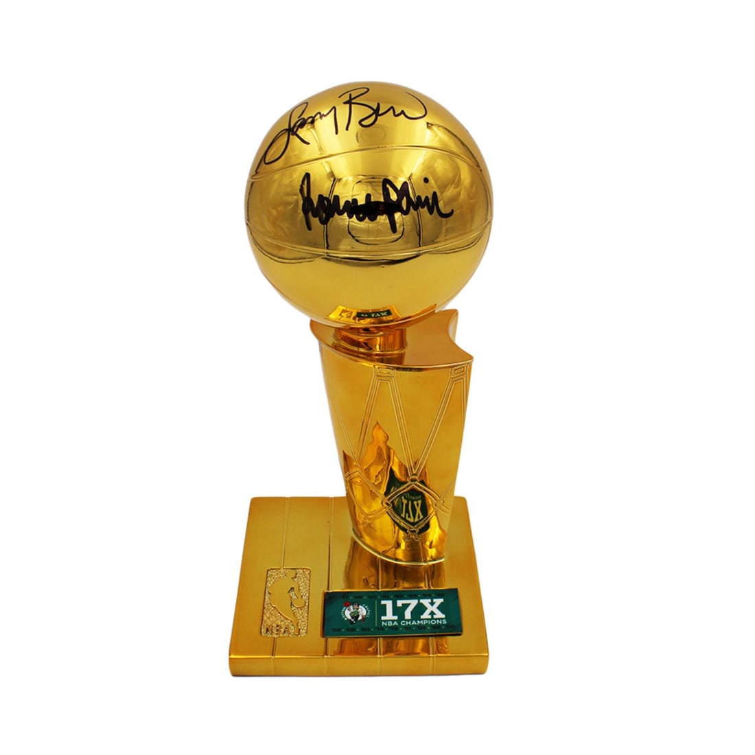 Larry Bird, Robert Parish & Kevin McHale Signed Boston Celtics 12 Inch 17x NBA Champions Larry (1 of 2)