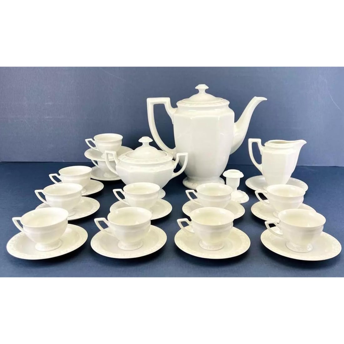 27pc German Rosenthal Maria White Porcelain Demitasse Tea Coffee Set Sugar Cream (1 of 12)