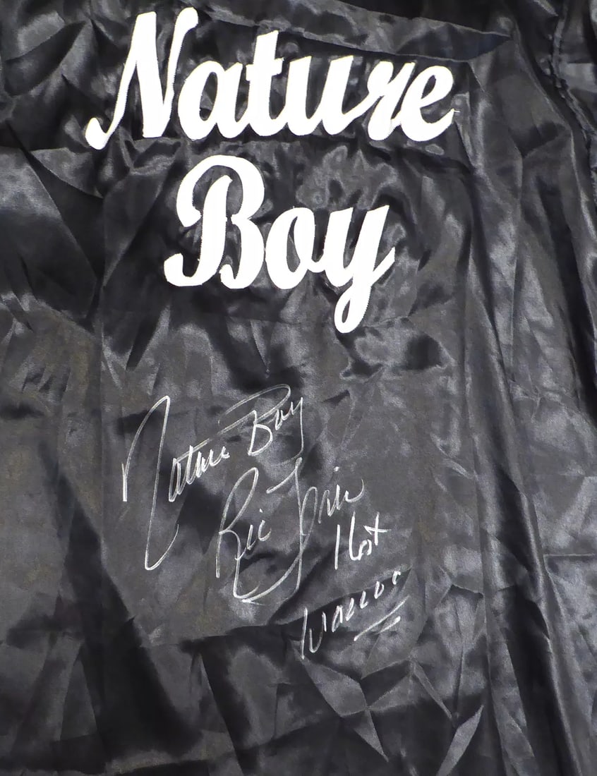 Ric Flair Autographed Black Wrestling Robe Nature Boy, 16X, WOOOOO JSA #PP45849: Sport: Wrestling,Product: Robe,Original/Reprint: Original