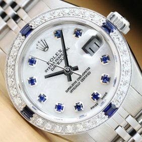 ROLEX LADIES DATEJUST WHITE MOTHER OF PEARL 18K WHITE GOLD & STEEL WATCH (1 of 2)