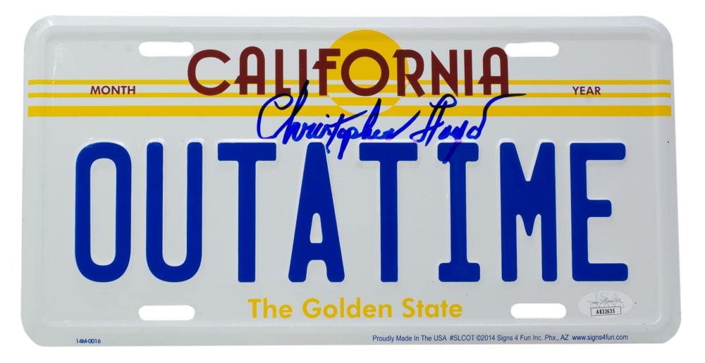 Christopher Lloyd Signed "Back to the Future" California License Plate (JSA) (1 of 1)