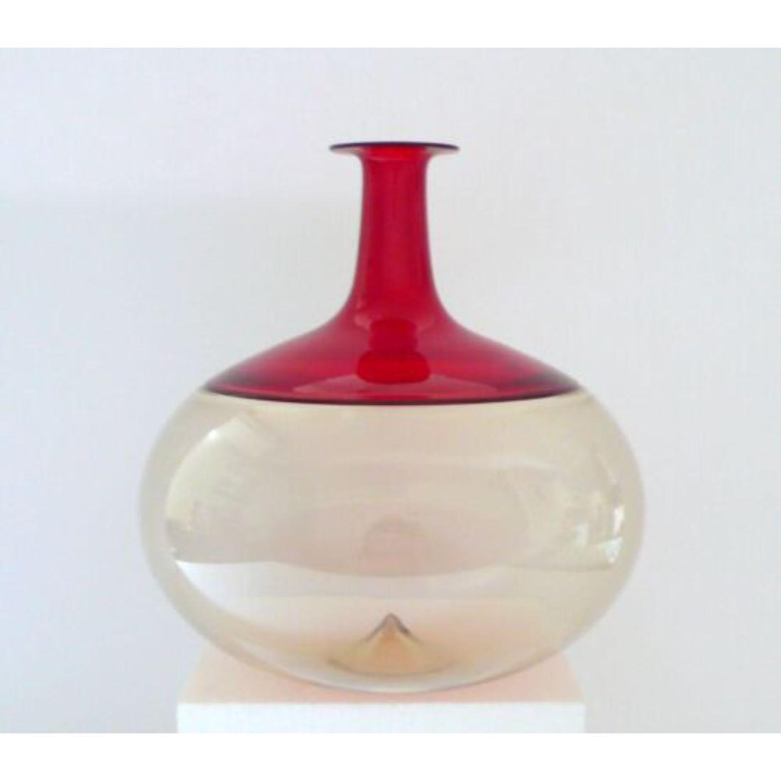 Signed Venini Murano Bolle Incalmo Glass Vase 'Red, Pagliesco' by Tapio Wirkkala (1 of 1)