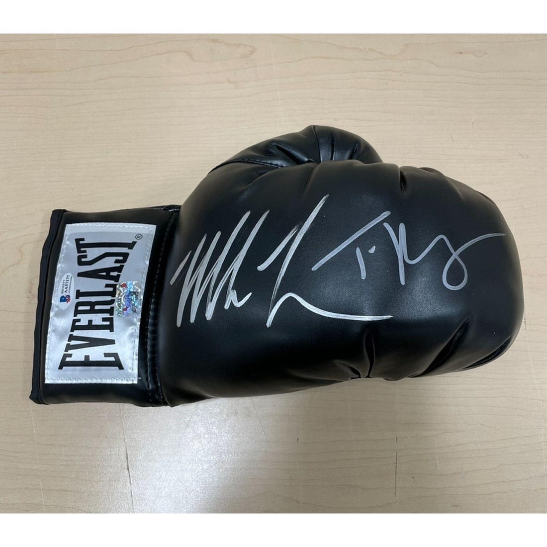 MIKE Tyson + Tyson Fury Signed Black Glove Silver Marker RARE BAS!!! (1 of 1)
