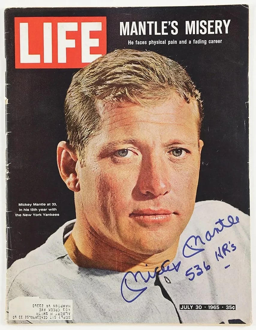 1965 Mickey Mantle "536 HR's" Signed Life Magazine PSA DNA Graded GEM MINT 10 (1 of 8)