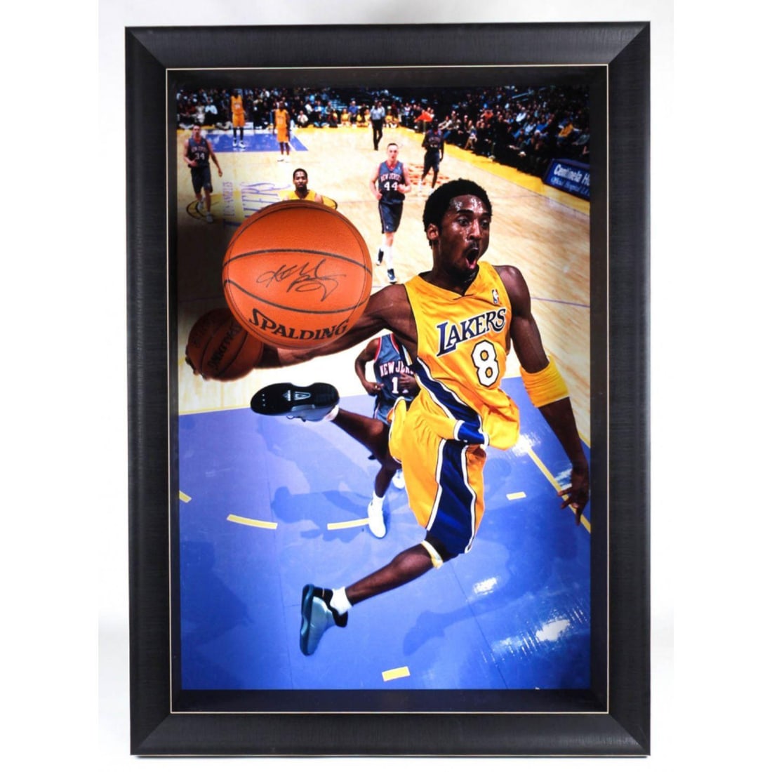 Kobe Bryant Signed Custom Framed 31.5x44 3D NBA Game Ball Display (PSA COA) (1 of 1)