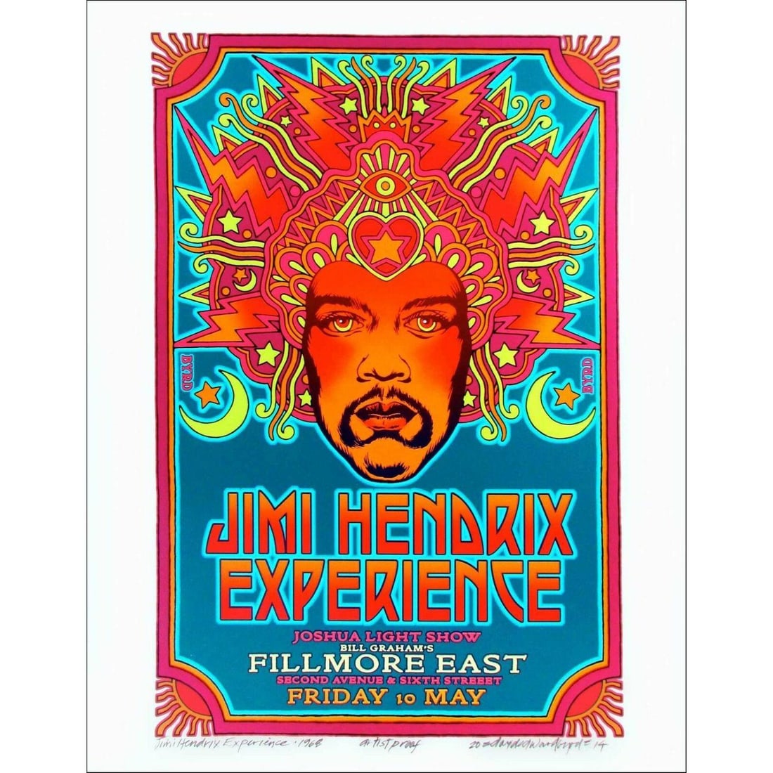 Jimi Hendrix 1968 Fillmore Poster Orig Alternate Design New AE Signed David Byrd (1 of 1)