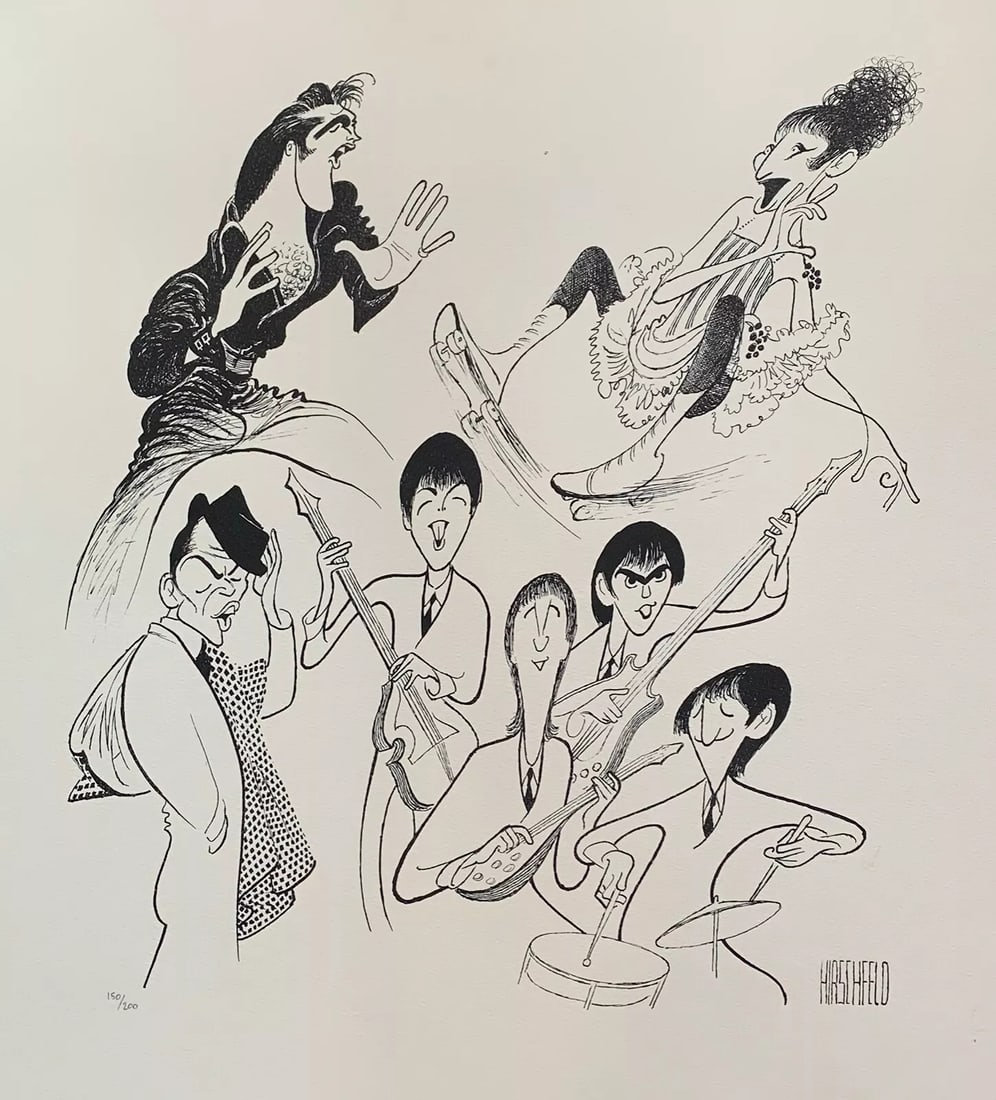 AL HIRSCHFELD THE BEATLES ELVIS SINATRA STREISAND Plate Fascimile Signed Ltd Ed Lithograph (1 of 5)