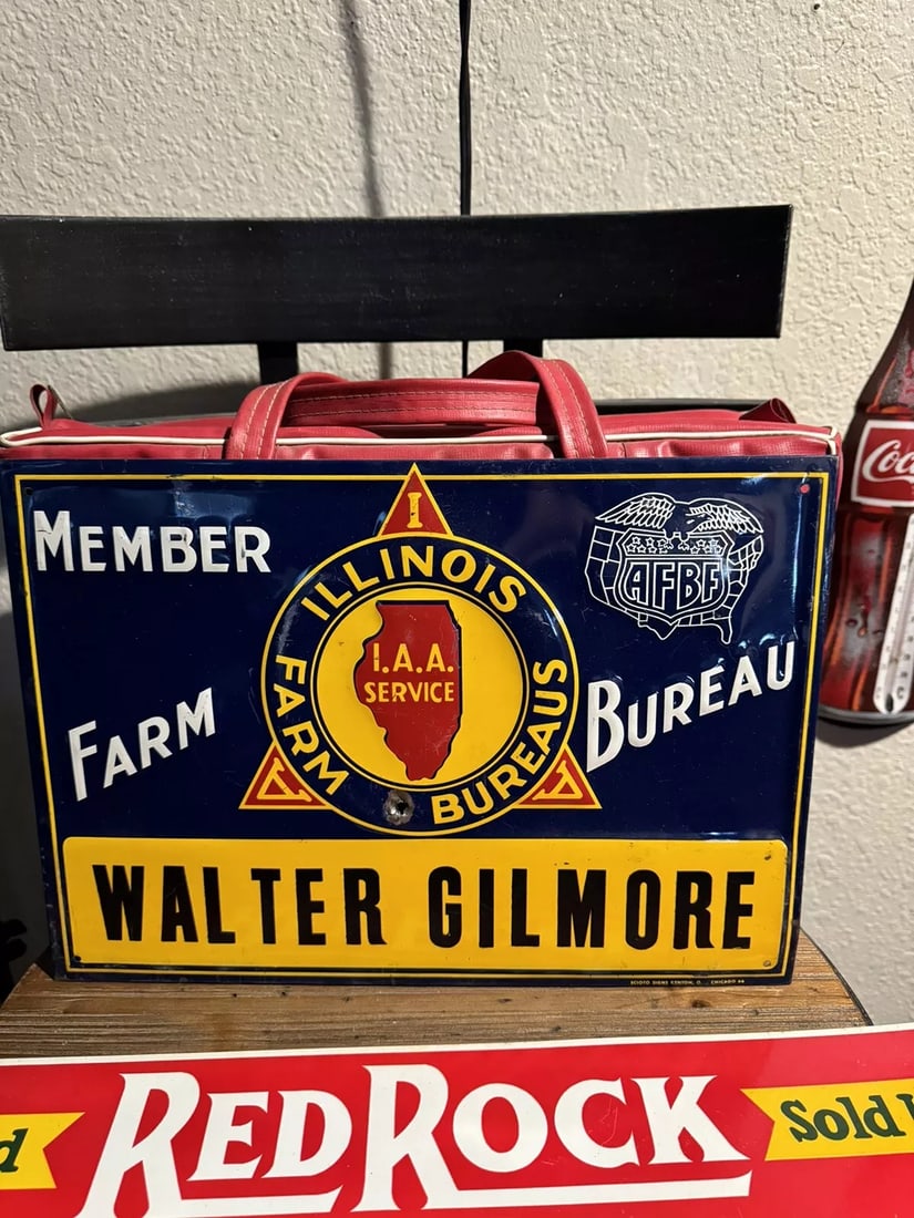 Vintage "Illinois Farm Bureau " sign Heavily embossed  Signs 13.5 (1 of 8)