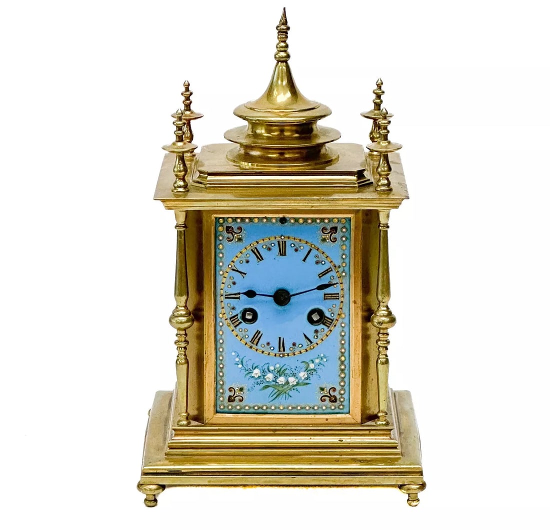 Leroy & Fils France Gilt Bronze and Enamel Mantel Clock circa 1920 (1 of 8)