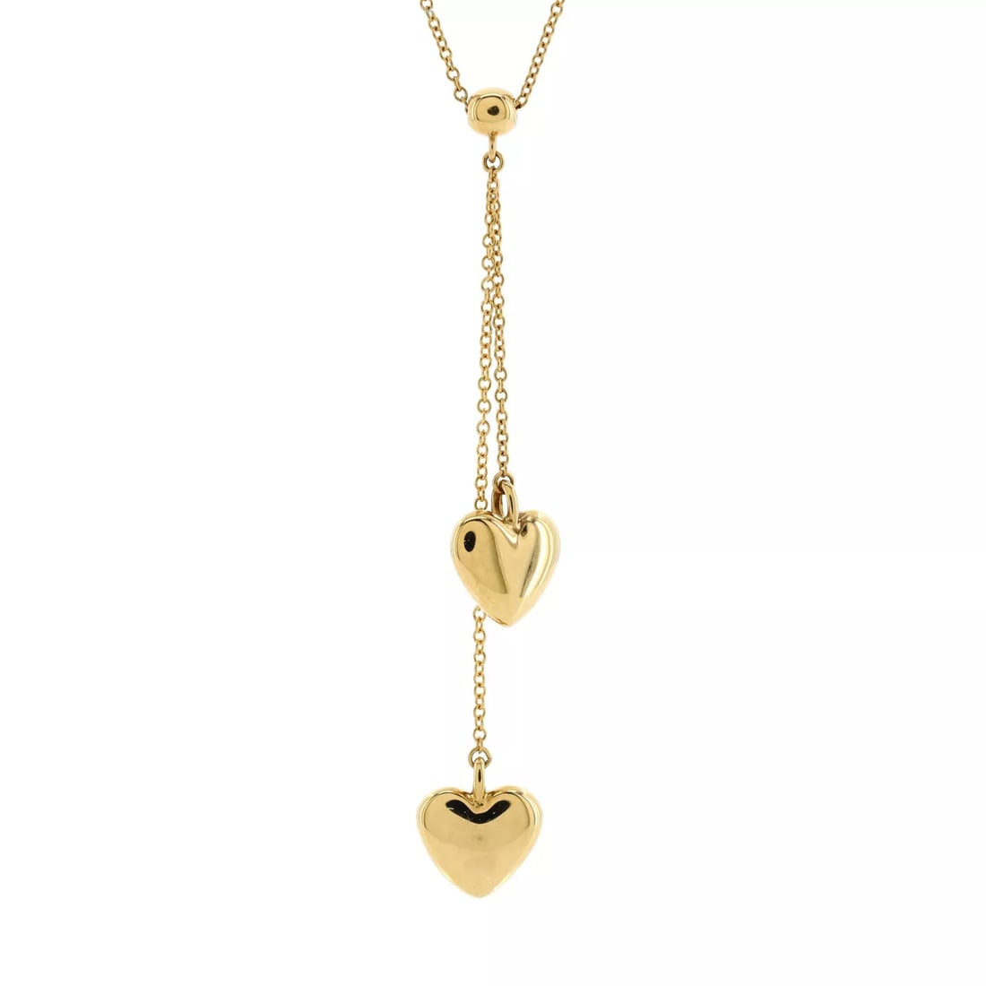 Tiffany & Co. Double Heart Dangle Pendant Necklace 18K Yellow Gold (1 of 3)